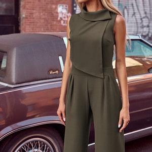 Wide Leg Sleeveless Jumpsuit 4 Colors Overall Formal Jumpsuit Wedding Guest Jumpsuit Summer Jumpsuit Womens Jumpsuit Palazzo Evening Outfit image 2