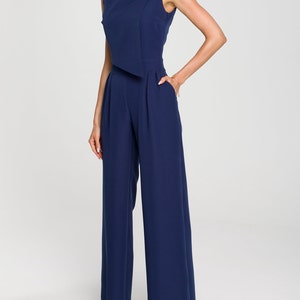 Wide Leg Sleeveless Jumpsuit 4 Colors Overall Formal Jumpsuit Wedding Guest Jumpsuit Summer Jumpsuit Womens Jumpsuit Palazzo Evening Outfit image 6