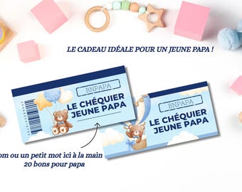 New dad or dad-to-be checkbook - Original gift - Dad box | Gift idea for expectant father | Dad gift (French)