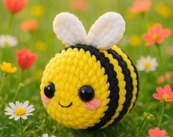 Crochet Bee Pattern - Mini Amigurumi Bee for Beginners (French & English version)