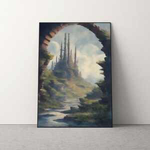 High Fantasy Landscape Print - Digital Download | Surreal Whimsical Scenery | Mystical Nature Wall Art Home Decor | Enchanted Digital Poster