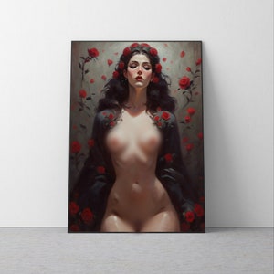 Classic Fantasy Painting 'The Enchanting Sorceress', Printable Wall art, Digital Illustration, Fantasy Poster, Downloadable Print, 4:5 Ratio