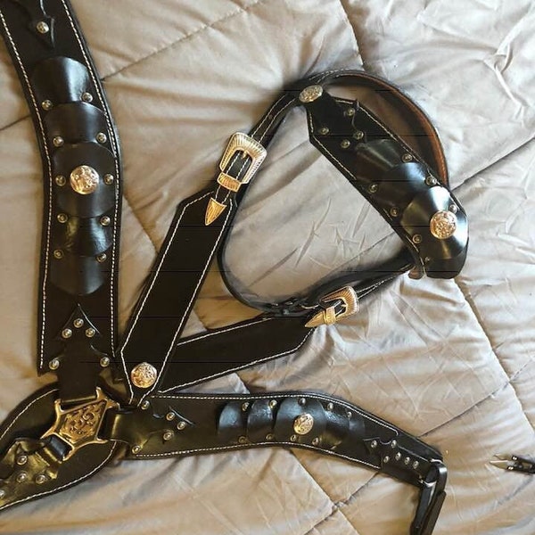 Medievel Black tack set Breast Collar and Headstall
