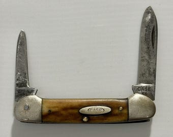 Navaja de bolsillo vintage rara, modelo Canoe, de la serie XX Stag, de 1940 a 1964, 52131