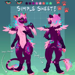Furry OC Simple Reference Sheet || Furry Commissions image 1