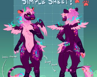 Furry OC Simple Reference Sheet || Furry Commissions