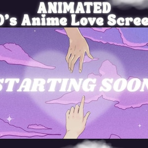 90&#39;s Anime Romance Animated Twitch screens | Stream starting soon | Be right back | Stream ending | Stream offline | Gamer | Kawaii | Cute