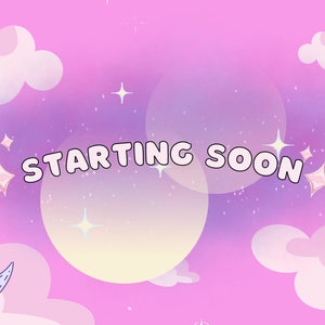 Pink Clouds Animated Twitch screens | Stream starting soon | Be right back | Stream ending | Stream offline | Gamer | Kawaii | Cute