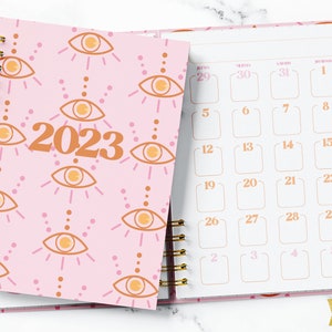 PRINTABLE 2023 AGENDA / A5 Media Carta / in Spanish / weekly view agenda / Retro / 2023 / minimalist retro agenda