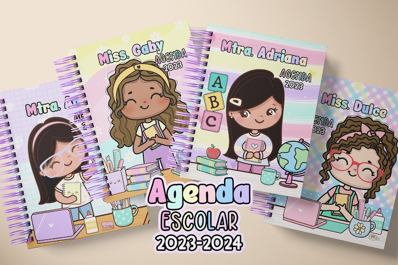 School Agenda 2023-2024 / Printable file / Teacher Agenda / Master Agenda / Various Covers / Letter Size / in Spanish / colorful image 1