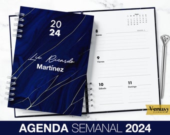 AGENDA 2024 IMPRIMIBLE MASCULINA / Media Carta / en español / agenda vista semanal  / 2024 / agenda minimalista