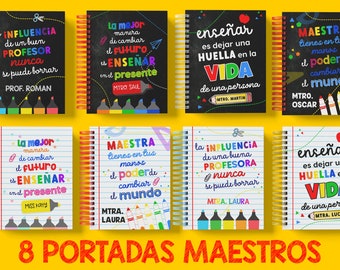 PORTADAS PARA MAESTROS / Frases Maestro / 24 Archivos Digitales / jpg / portadas para cuaderno / portada agenda / portadas libretas docentes