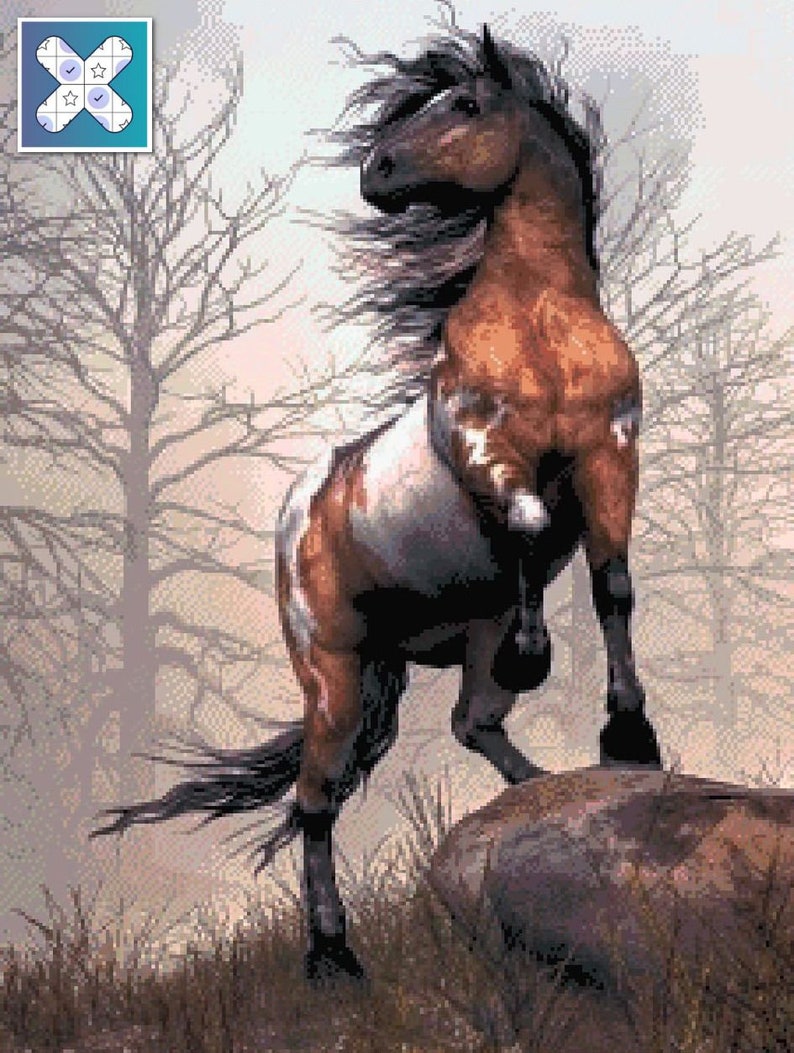 Cow Pattern Mustang Wild Mustang Cross Stitch Pattern, Instant Download PDF, Horse Counted ...