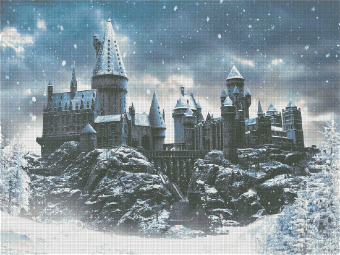 Winter Hogwarts Cross Stitch Pattern, Instant Download PDF, Counted