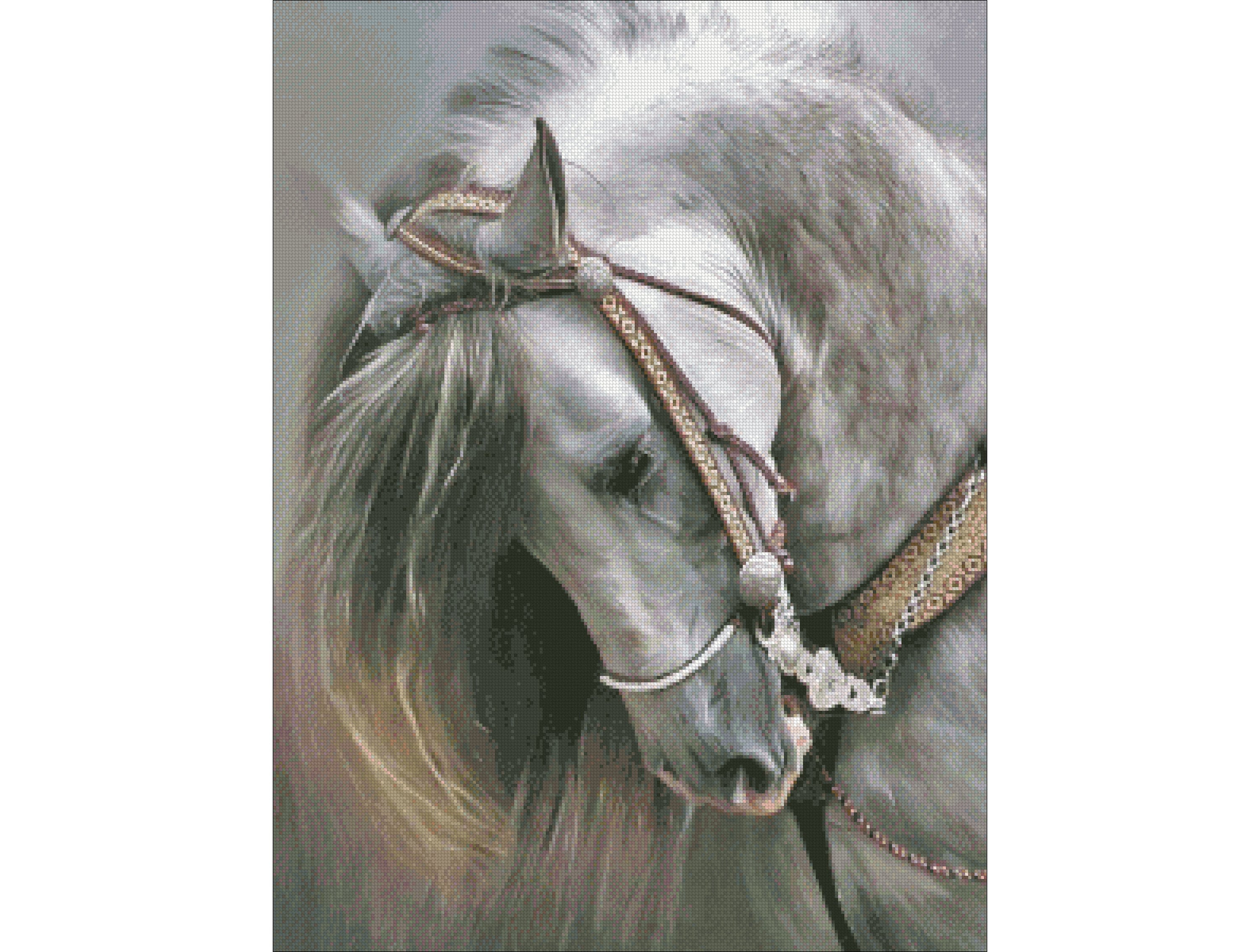 Running White Andalusian Horse - 5D Diamond Painting 