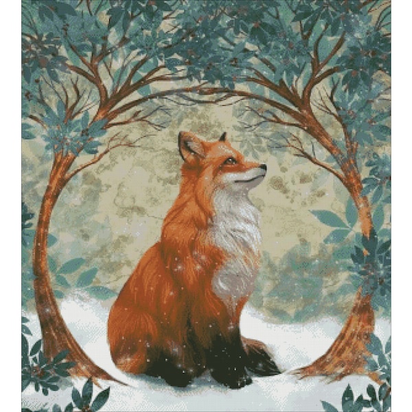 Fox,Winter Fox Cross Stitch Pattern, Fox Instant Download PDF, Counted Cross Stitch, Pattern Keeper, Saga