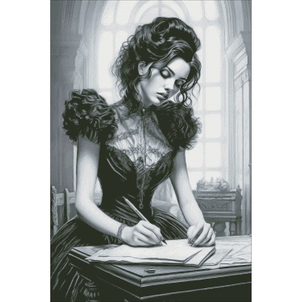 Victorian Lady Cross Stitch Pattern, Victorian Gothic Instant Download PDF, Counted Cross Stitch, Pattern Keeper, Saga