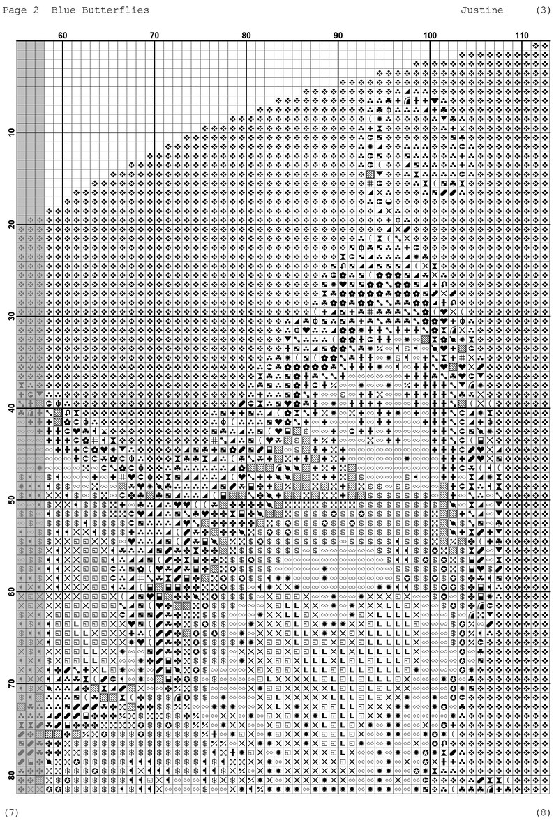 Flower and Butterfly Cross Stitch Pattern, Blue Butterflies Instant