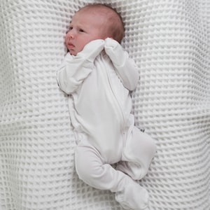 White Bamboo Viscose Pookie Jamas Zipper Footies