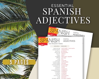Learn Spanish Adjectives – High Frequency Vocabulary Study Guide (PDF)