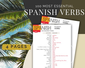 100 Essential Spanish Verbs, High Frequency Vocabulary (Digital Download)