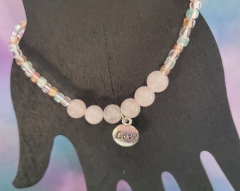 Love Bracelet with Rose Quartz Beads