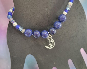 Bracelet Lune avec Perles de Lapis Lazuli