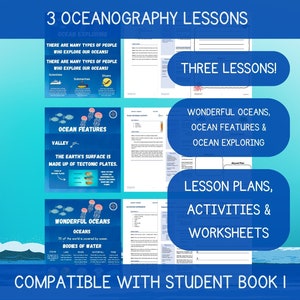 Exploring Oceans: 3 Lessons for Kids (Ages 5+) - Oceanography Unit, Workbook 1 Compatible