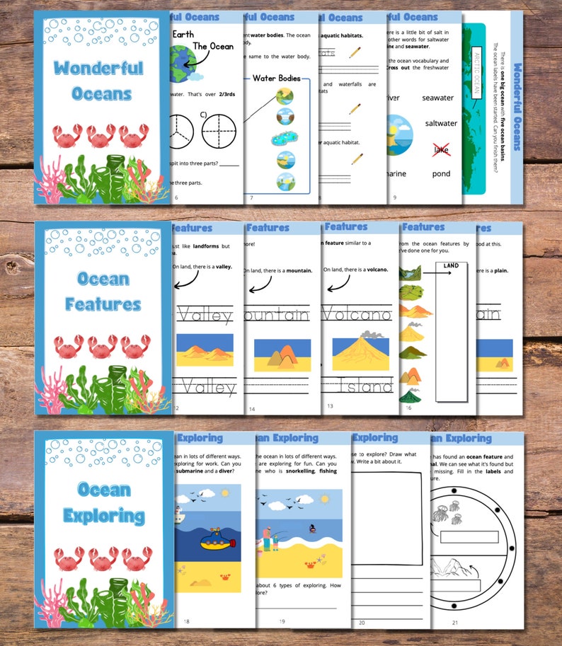 Digital Ocean Workbook Marine Science Book 1 for Kids ages 5 Marine