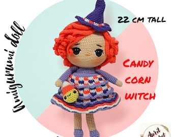 Candy Corn Witch Amigurumi Crochet Doll Pattern (PDF)