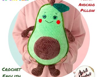 Amigurumi Avocado Velvet Pillow Crochet English PDF Pattern