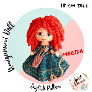 Merida Amigurumi Crochet Doll Pattern.  Brave Inspired  English PDF Pattern tutorial