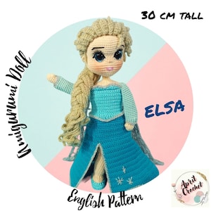 Elsa princess Amigurumi Crochet Doll English PDF Pattern: Princess Dress, Cape