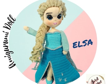 Elsa princess Amigurumi Crochet Doll English PDF Pattern: Princess Dress, Cape