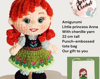 Anna Crochet Doll: Velvet Amigurumi Princess Toy 22 CM tall