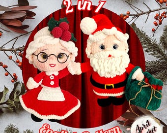 Patrones PDF de crochet de Papá Noel amigurumi en inglés: Tutorial de muñecos de Papá Noel y la Sra. Claus