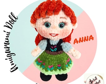 Wzór na szydełkową lalkę amigurumi "Mała księżniczka" Anny. Z włóczki Velvet. Samouczek w formacie PDF.