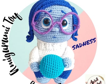 Sadness Amigurumi Crochet English PDF Pattern. 'Inside Out' Inspired Toy tutorial