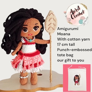 Moana Amigurumi Doll: Crochet Toy. With Cotton Yarn, 18 cm tall zdjęcie 1