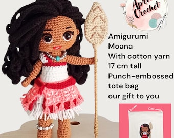 Moana Amigurumi Doll: Crochet Toy. With Cotton Yarn, 18 cm tall