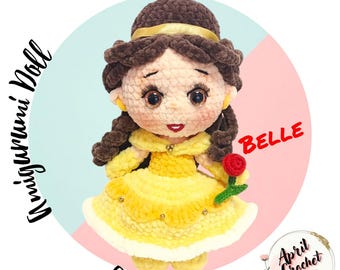 ベルプリンセス編みぐるみ人形の英語PDFパターン。美女と野獣ファンにおすすめ