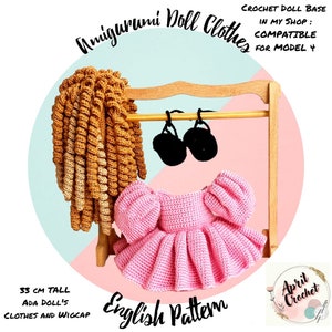 Crochet Doll Clothes English PDF Pattern: Wig, Dress, Sandals for 33 cm ADA Doll
