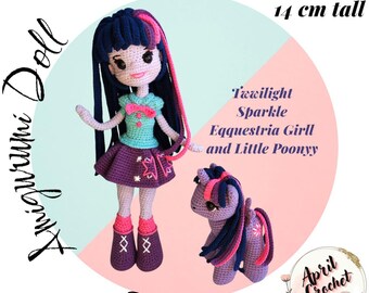 Twilight S. Equestria G. en L. Pony gehaakt amigurumi-poppatroon, (Engels pdf-patroon)