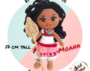 Moana Princess amigurumi-haakpop Engels pdf-patroon.