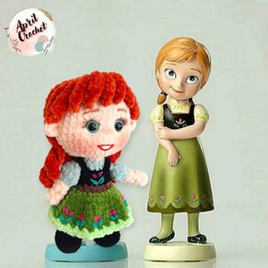 Anna Crochet Doll: Velvet Amigurumi Princess Toy 22 CM tall afbeelding 5