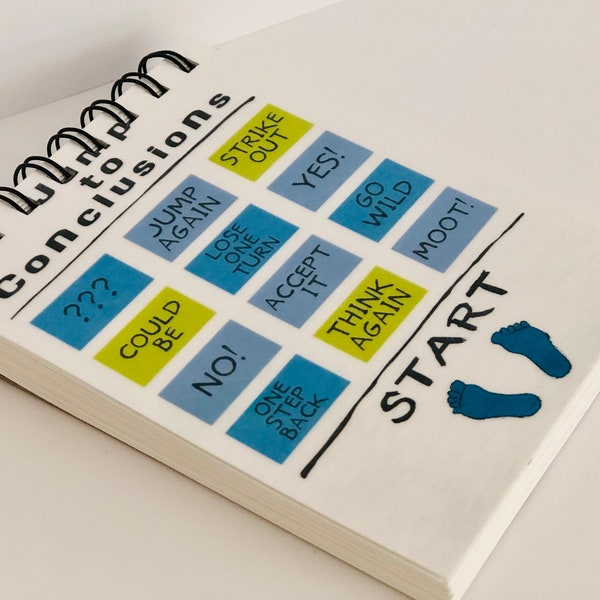 Handmade Office Space Jump to Conclusions Mat Notebook, Funny Coworker Gift, Unique Office Supplies, 90s Desk Decor