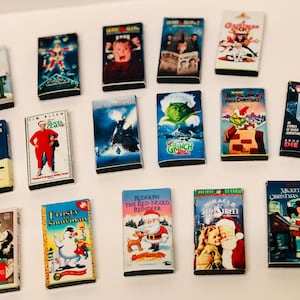 Handmade 3D Christmas Movie VHS Magnets - Set of 5