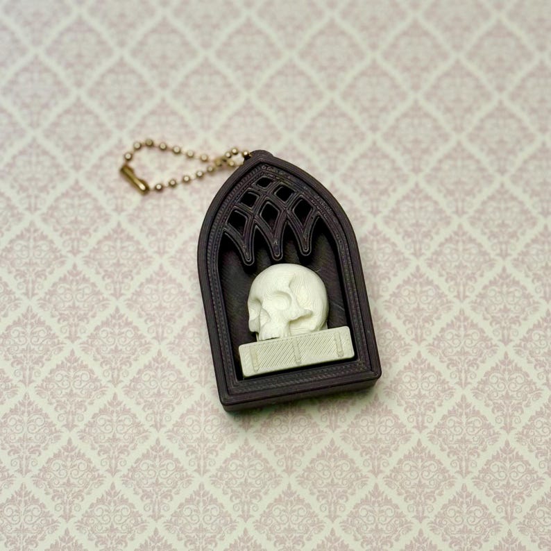 Gothic Library Fidget Clicker | Customizable Sensory Desk Toy | Dark Bookish Miniatures | Book Lovers Bag Charm/Keychain | Clicky or Silent multi arch plum