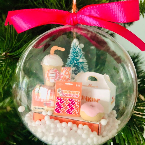 Handmade Dunkin Donuts Christmas Ornament-Coffee Lovers Gift, Unique Holiday Decor