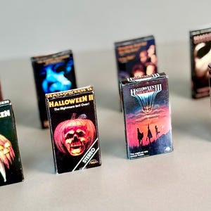 Complete 8 Halloween Movie VHS Magnet Set, Refrigerator Magnets, Retro Home Decor, Unique Gift for Him/Her, Cool Housewarming, Birthday Gift